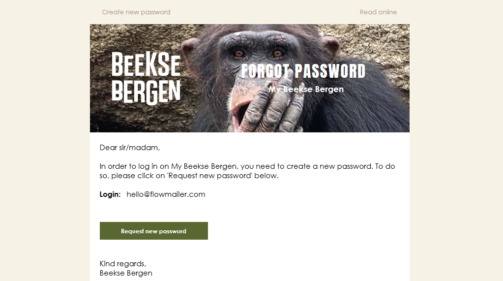 de wachtwoord vergeten e-mail van Beekse Bergen (Libema fun factory)