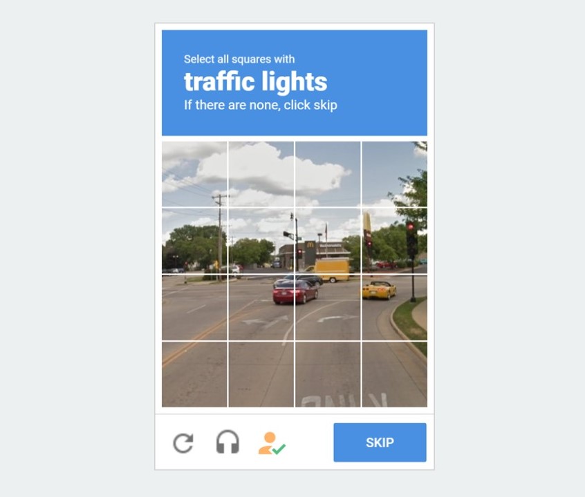Afbeelding van de image quiz "Klik alle verkeerslichten aan" tegen formulierspam