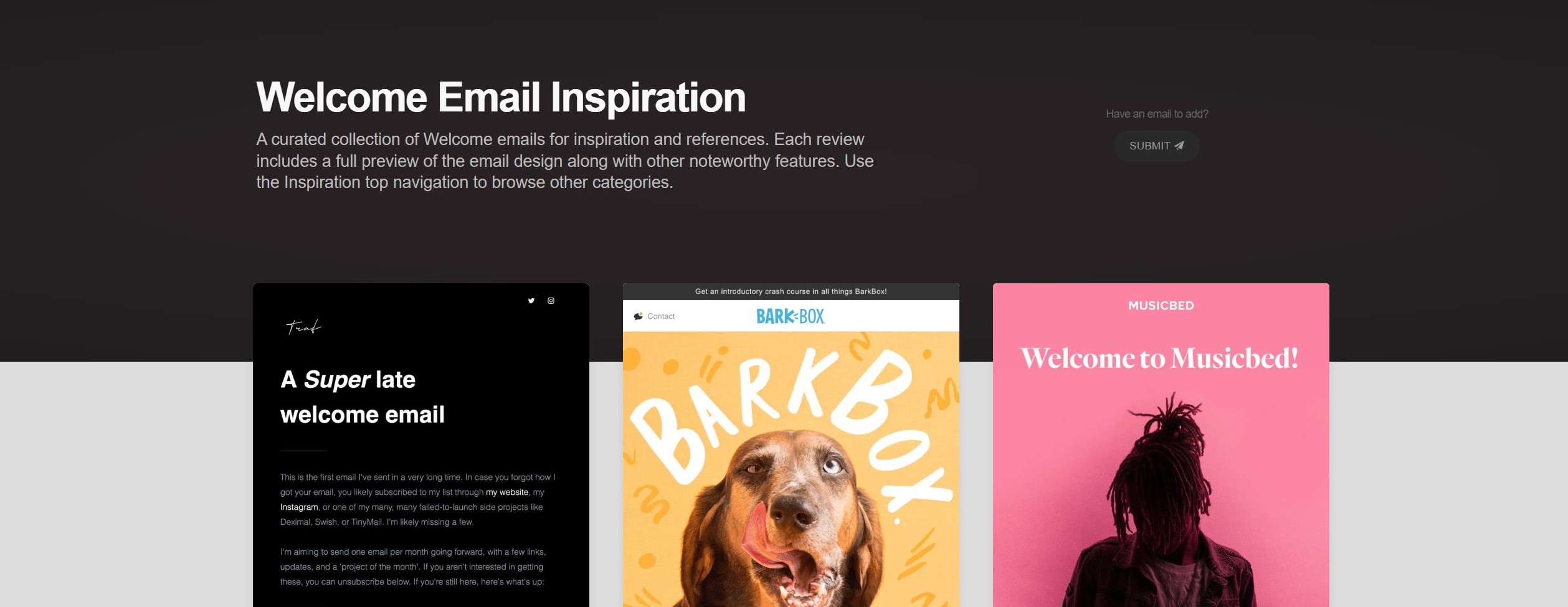 Welcome Email inspiration at EmailLove
