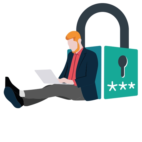 security GDPR compliance man sitting in front of lock